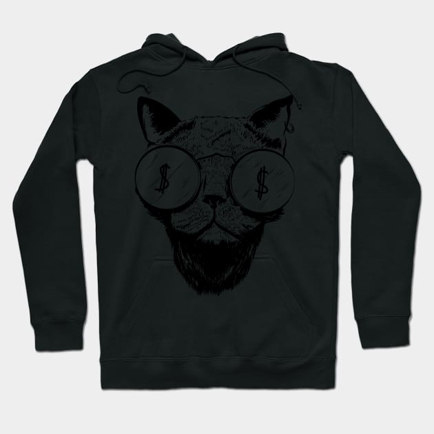 Cat in glasses Hoodie by Mammoths